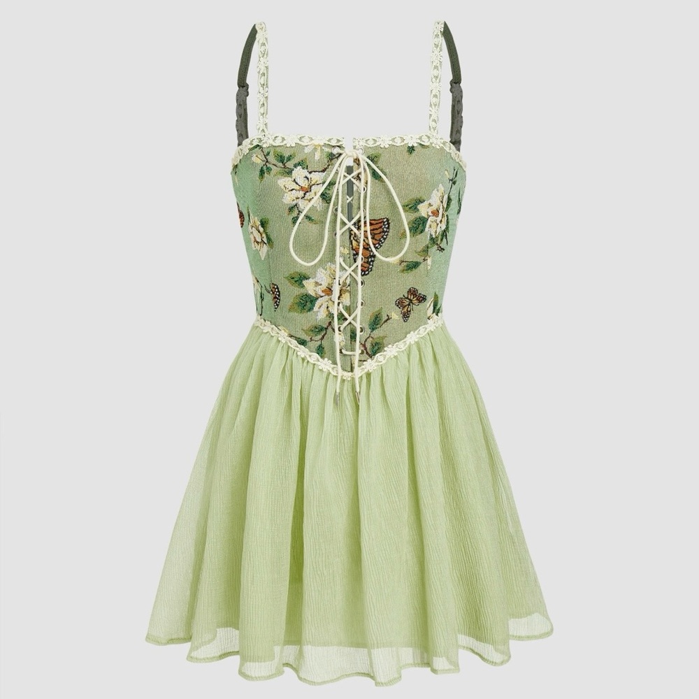 Cider Secret Garden Corset Lace-up Dress